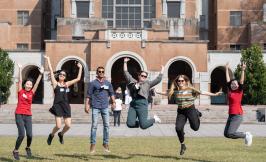 Participants of the 2023 Taiwan Trek jumping in the air